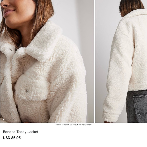 NA-KD BONDED TEDDY JACKET IN OFF WHITE, SOFT WARM AND COZY - Picture 8 of 16